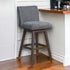 30" Gray Solid Wood Swivel Bar Height Bar Chair