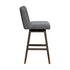 30" Gray Solid Wood Swivel Bar Height Bar Chair