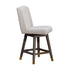 26" Taupe And Gray Solid Wood Swivel Bar Chair