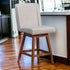 26" Taupe And Brown Solid Wood Swivel Bar Height Bar Chair