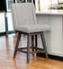 26" Mocha And Gray Solid Wood Swivel Bar Chair