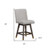 26" Mocha And Gray Solid Wood Swivel Bar Chair