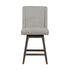 26" Mocha And Gray Solid Wood Swivel Bar Chair