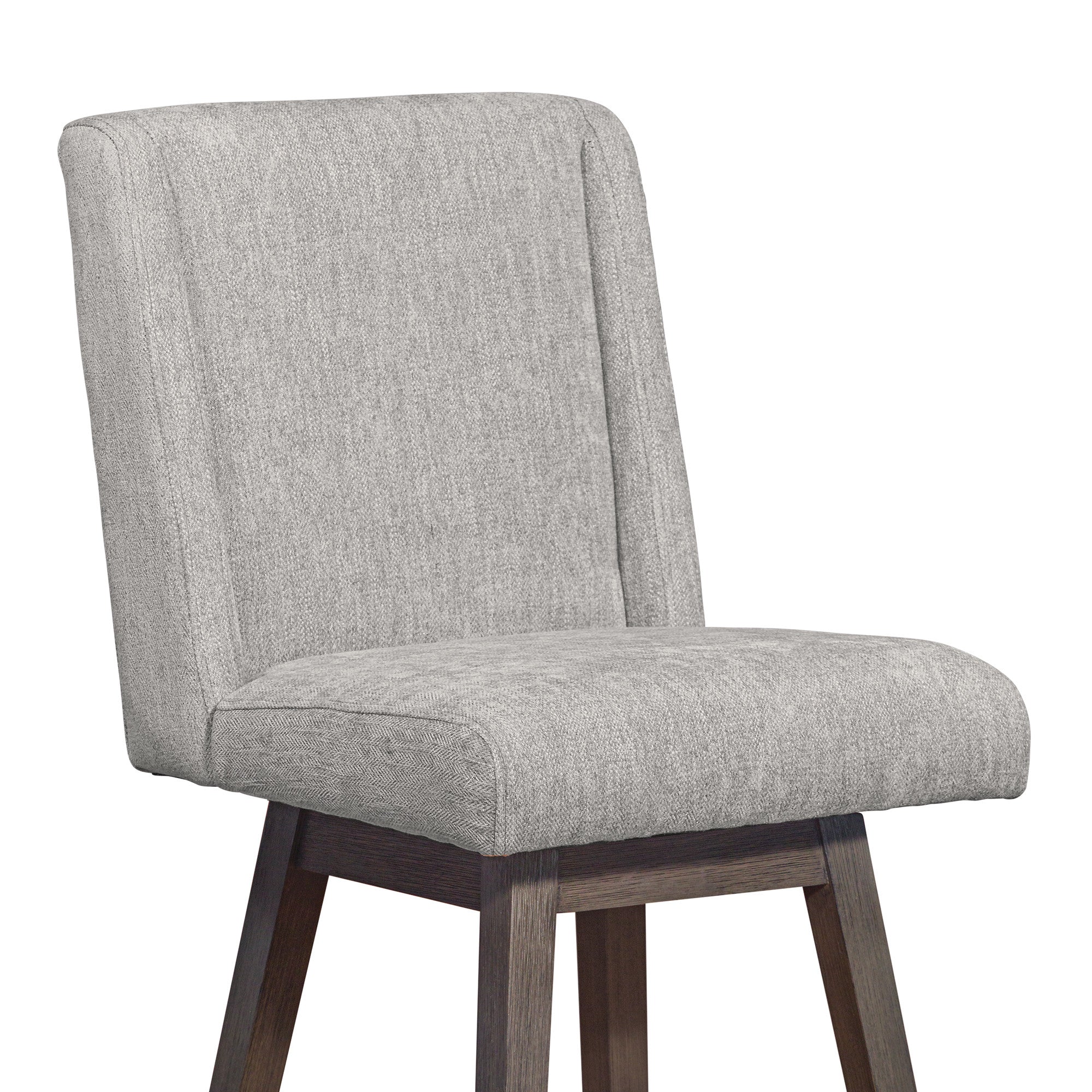 26" Mocha And Gray Solid Wood Swivel Bar Chair