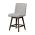 26" Mocha And Gray Solid Wood Swivel Bar Chair