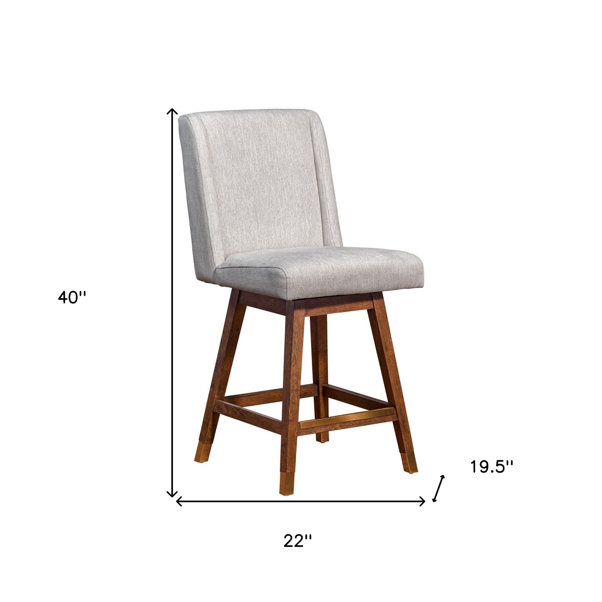 26" Beige And Brown Solid Wood Swivel Bar Chair