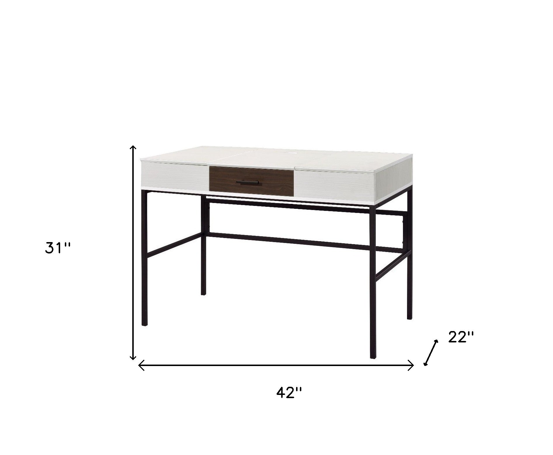 42" White and Black Writing Desk