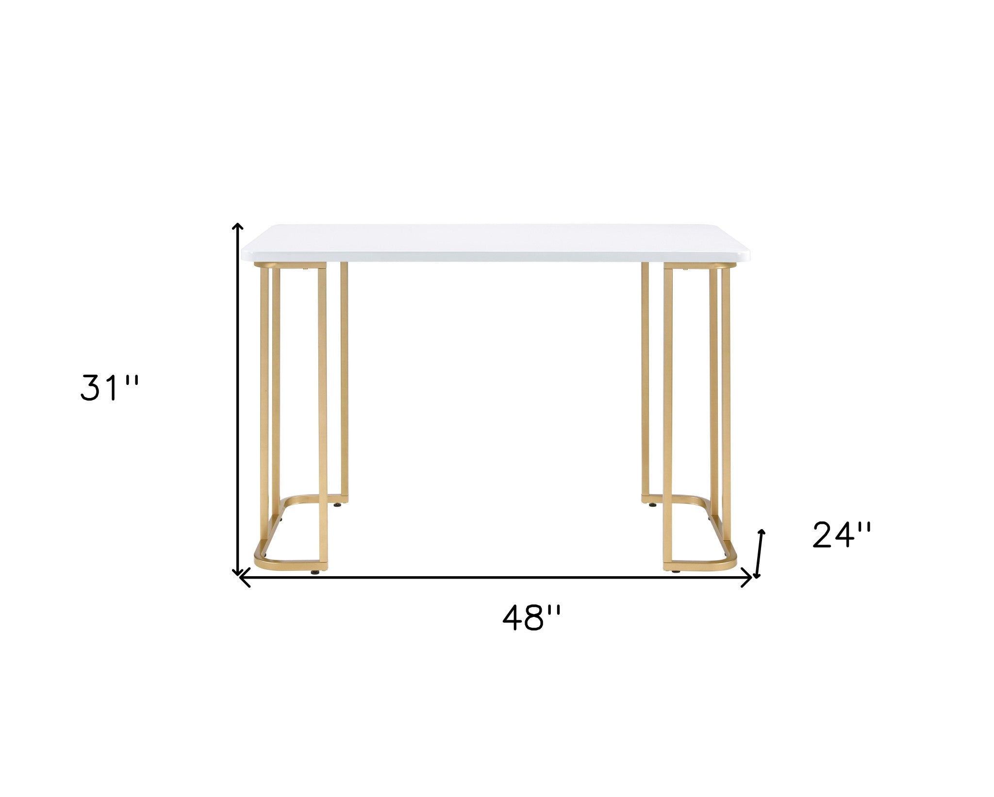 48" White and Gold Writing Desk