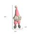 30" Pink and White Fabric Sitting Gnome