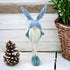 20" Blue and White Fabric Bunny Rabbit Sitting Gnome