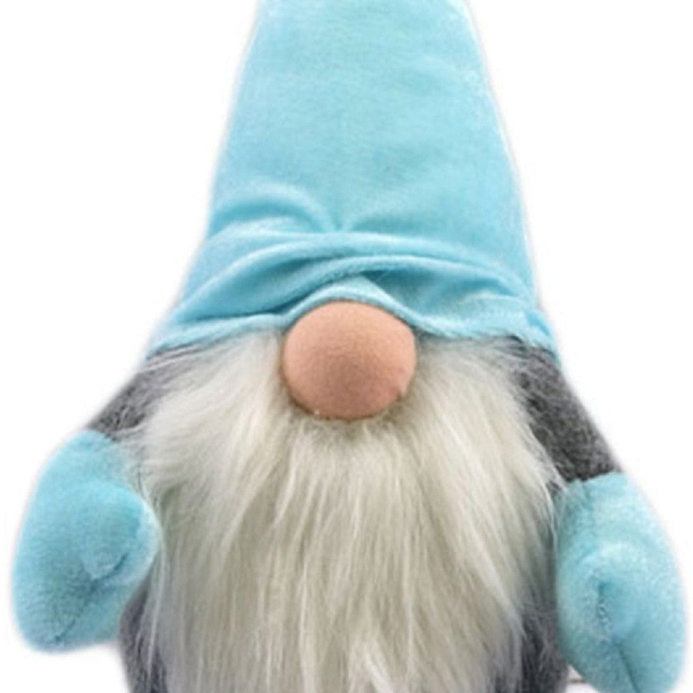 15" Blue and Gray Fabric Standing Gnome