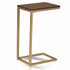 25" Gold And Elm Solid Wood Rectangular End Table