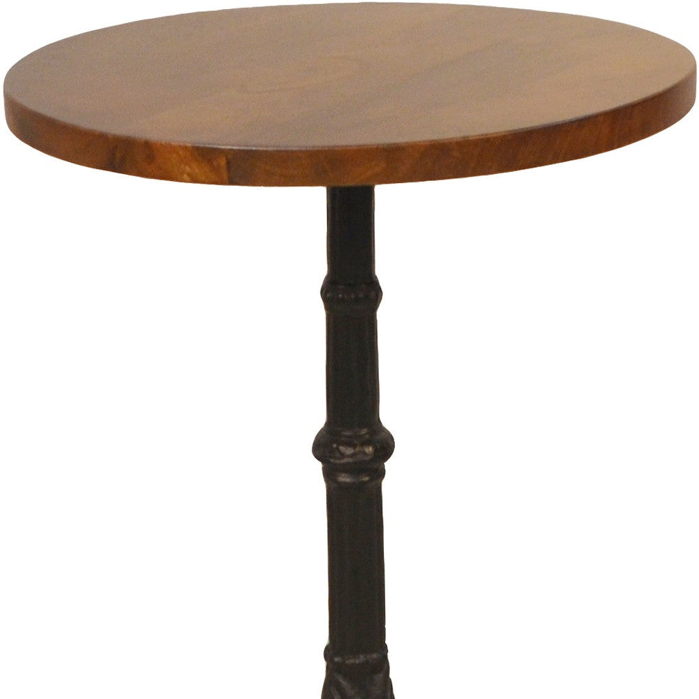 28" Black And Chestnut Solid Wood Round End Table