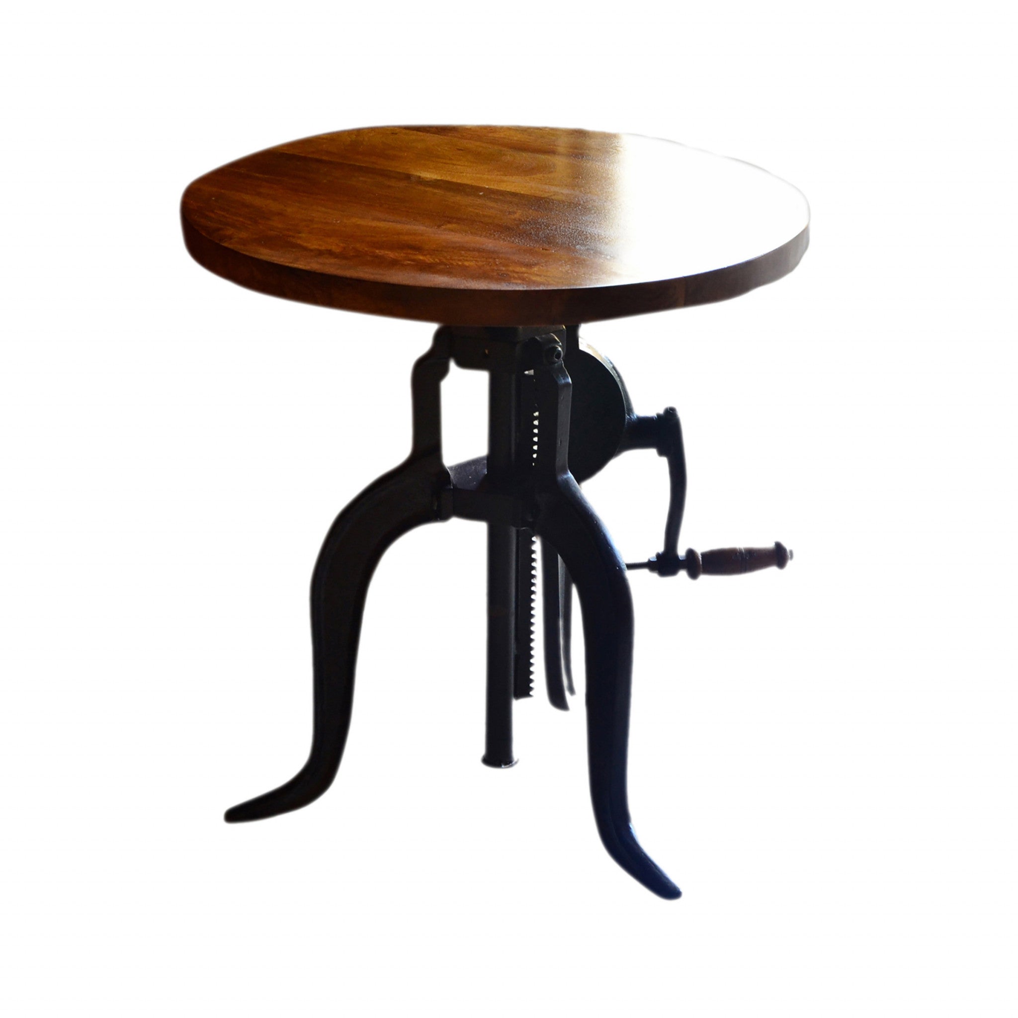 19" Black And Chestnut Solid Wood Round End Table