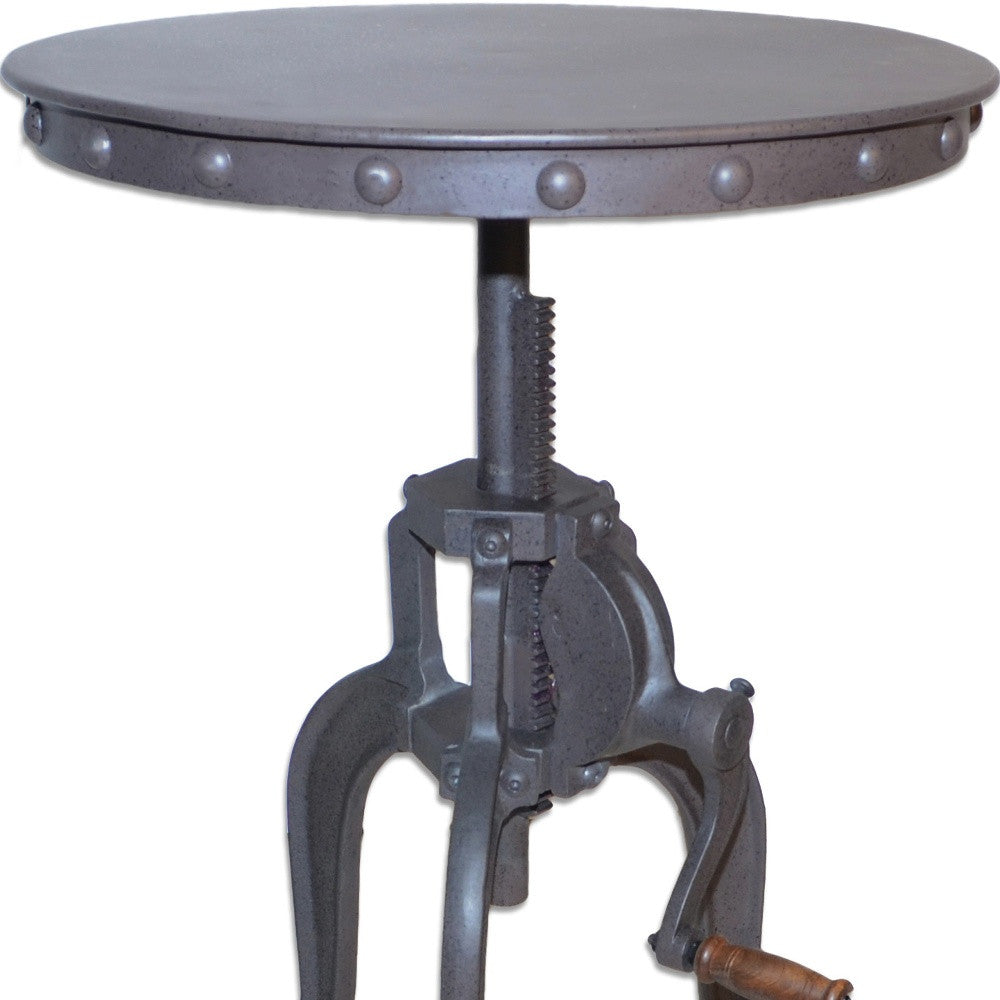 18" Gray Iron Height Adjustable Round End Table