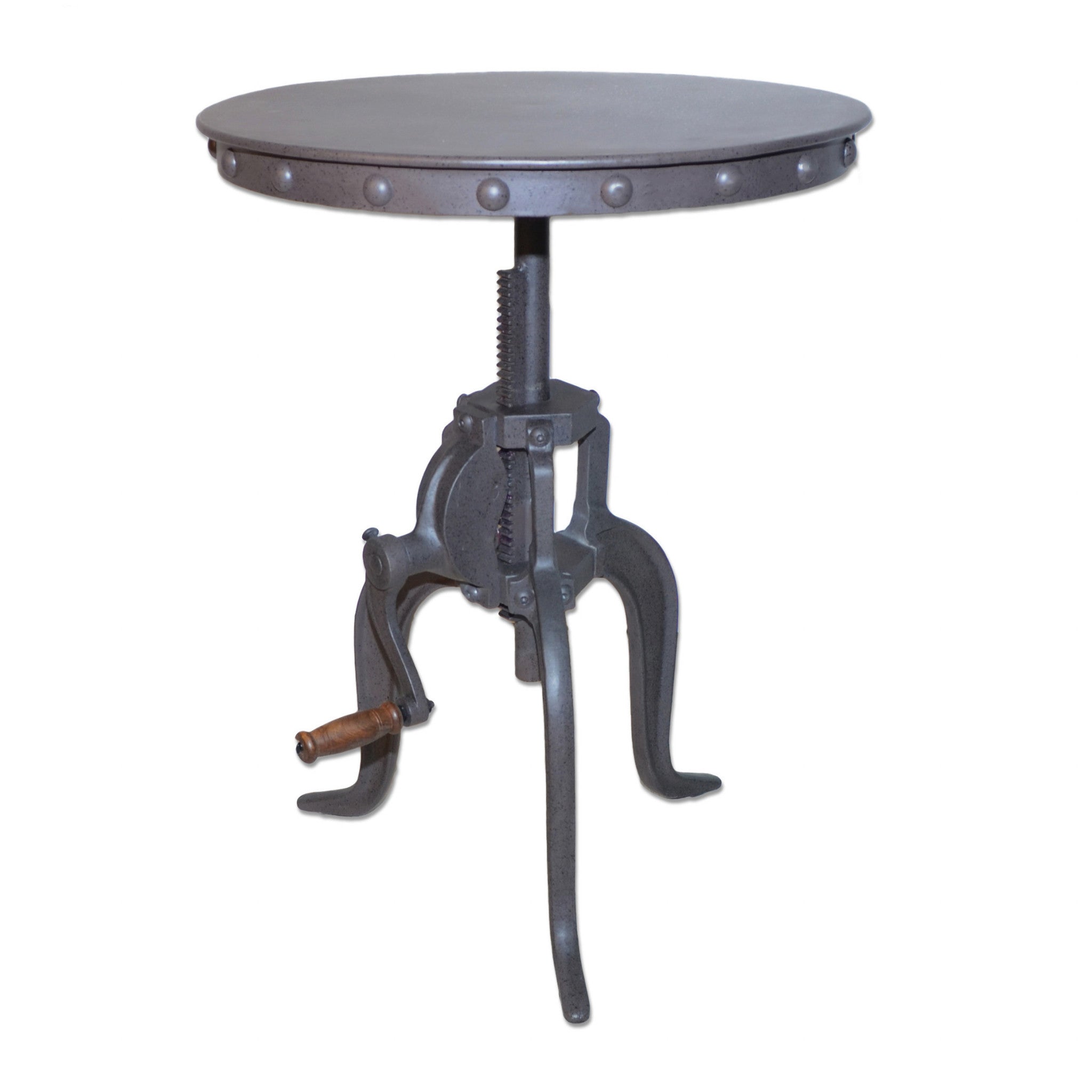 18" Gray Iron Height Adjustable Round End Table