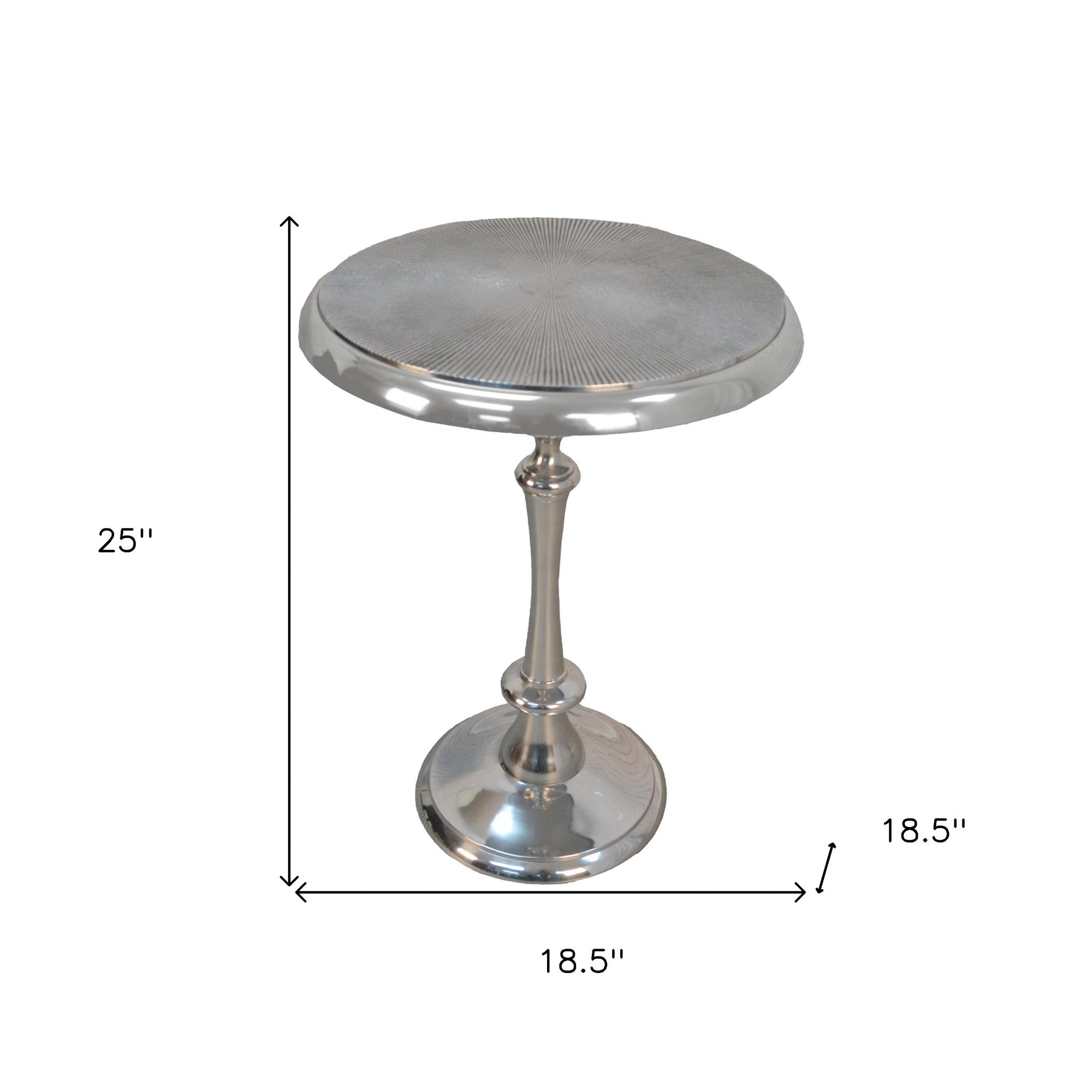 25" Aluminum Metal Textured Round Top End Table