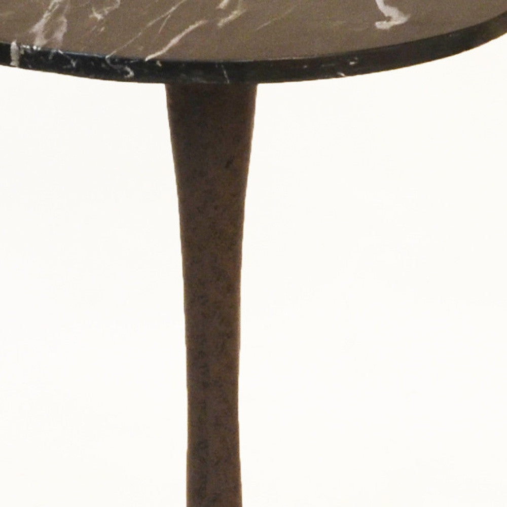 19" Black Marble Round End Table