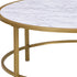 36" White And Gold Faux Marble Round Coffee Table