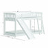 White Twin over Twin Solid Wood Bunk Bed With Slide and Ladder