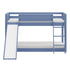 Blue Twin over Twin Solid Wood Bunk Bed With Slide and Ladder