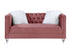 65" Pink And Silver Velvet Love Seat and Toss Pillows