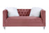 65" Pink And Silver Velvet Love Seat and Toss Pillows