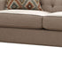 61" Beige And Dark Brown Linen Curved Loveseat and Toss Pillows