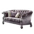 76" Purple And Platinum Velvet Loveseat and Toss Pillows