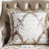43" Tan And White Fabric Floral Wingback Chair