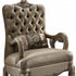 34" Bone and Gold Velvet Tufted Arm Chair