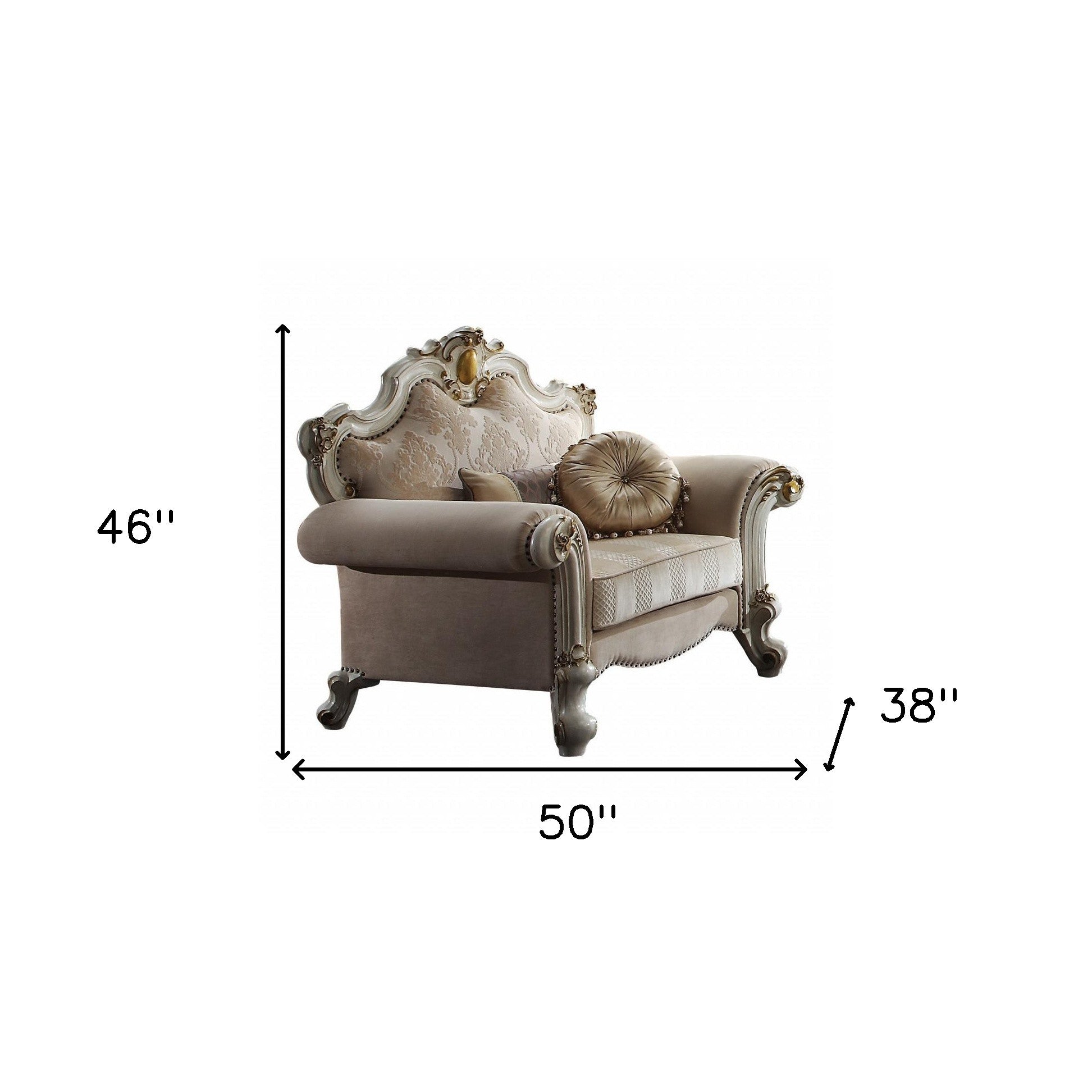 50" Pearl Fabric Damask Arm Chair