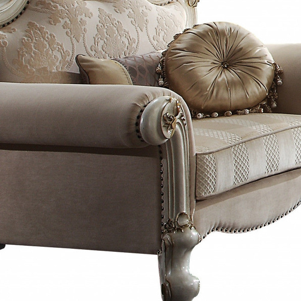 50" Pearl Fabric Damask Arm Chair