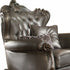 44" Silver and Platinum Faux Leather Tufted Wingback Chair