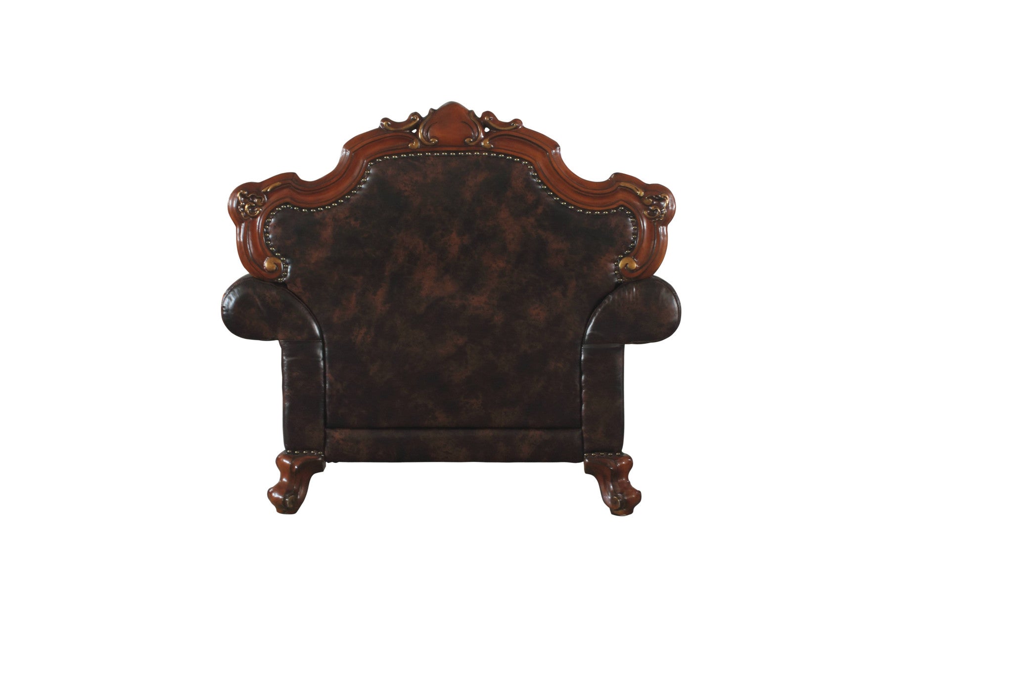 50" Chocolate Faux Leather Tufted Arm Chair