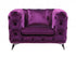 41" Purple Fabric And Black Tufted Arm Chair