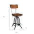 24" Chestnut And Black Steel Swivel Counter Height Bar Chair