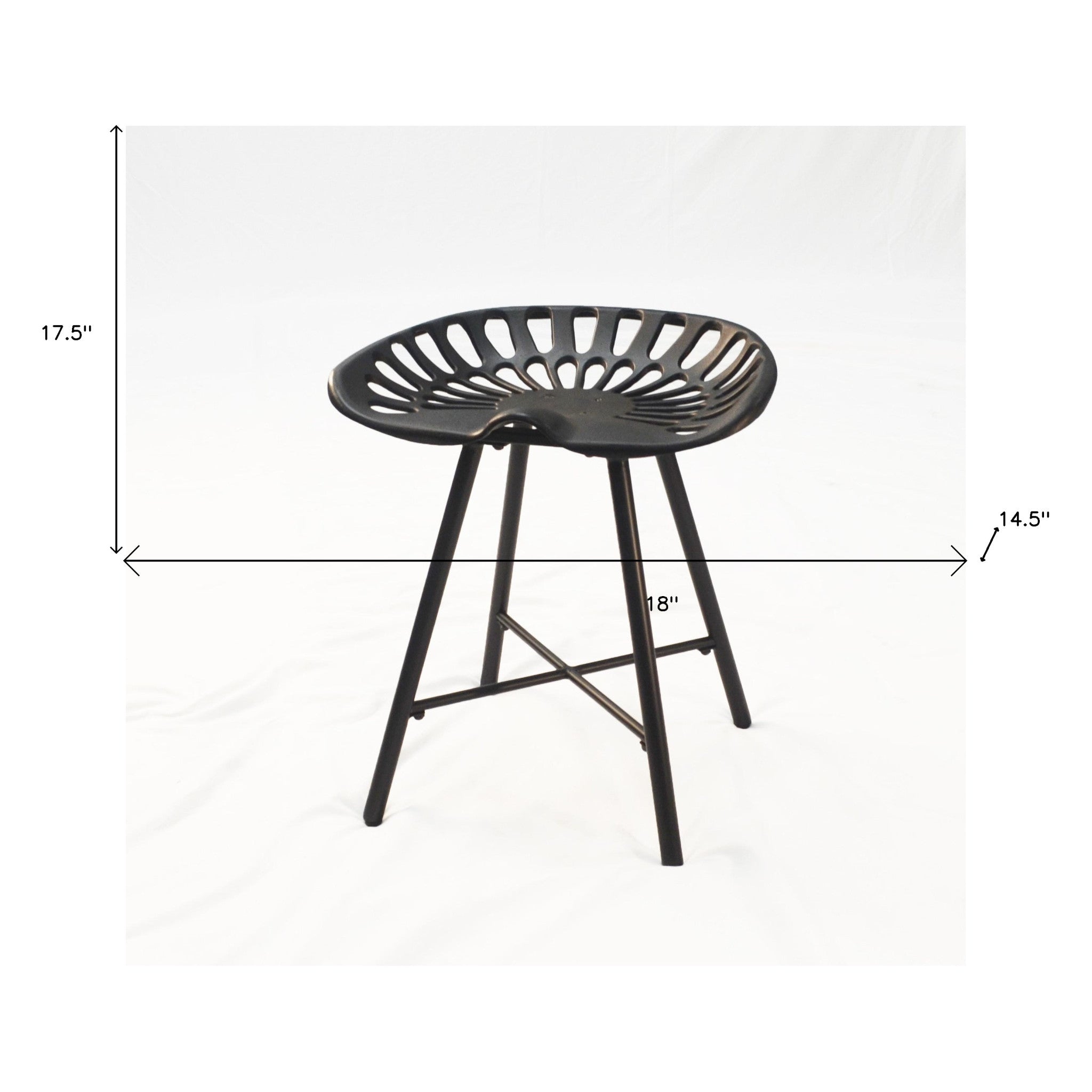 18" Black Iron Backless Bar Chair