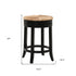 24" Natural And Black Solid Wood Swivel Backless Counter Height Bar Chair