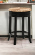 24" Natural And Black Solid Wood Swivel Backless Counter Height Bar Chair