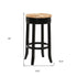 30" Natural And Black Solid Wood Swivel Backless Bar Height Bar Chair