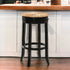 30" Natural And Black Solid Wood Swivel Backless Bar Height Bar Chair