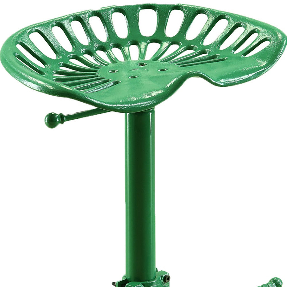 23" Green Iron Backless Adjustable Height Bar Chair