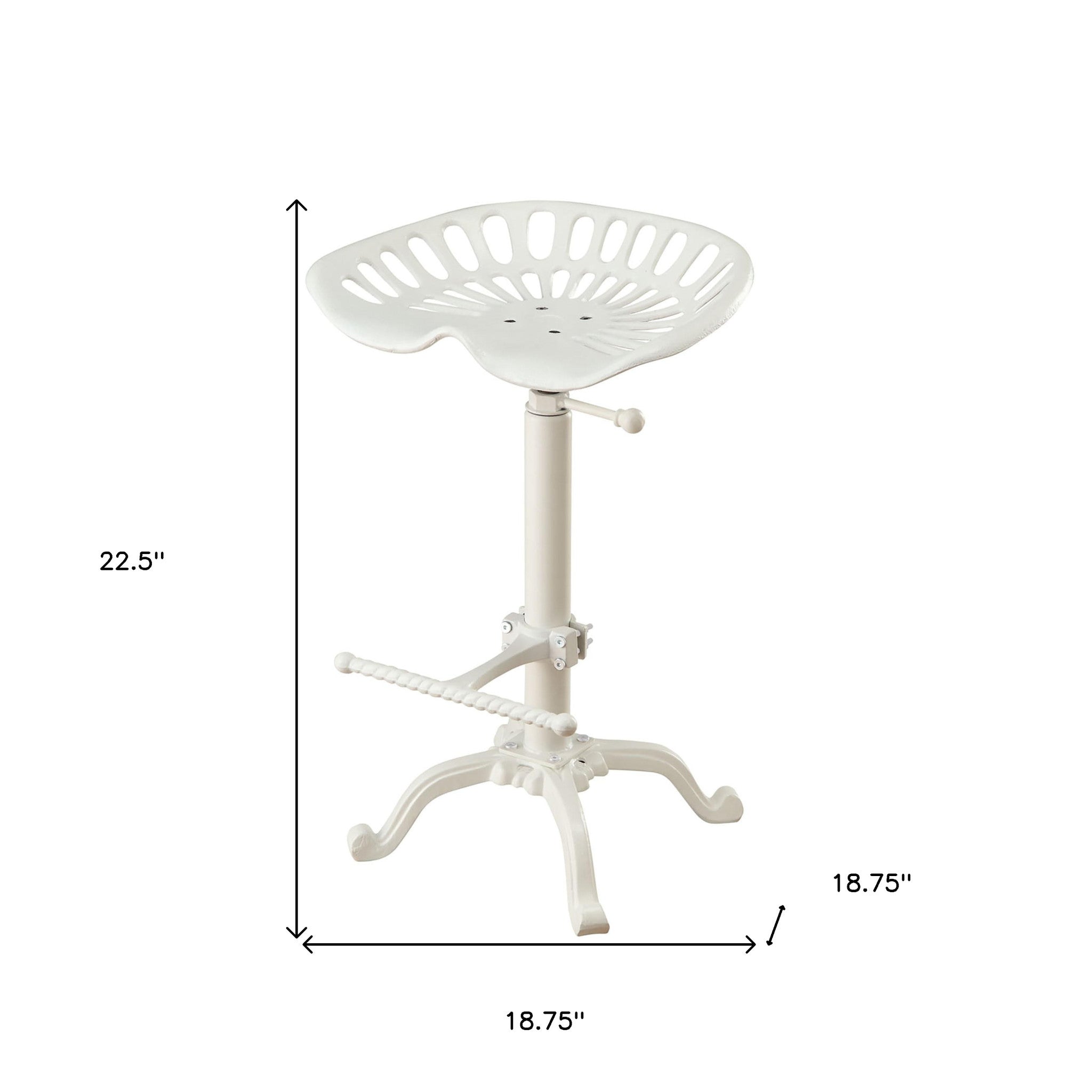 23" White Iron Backless Adjustable Height Bar Chair