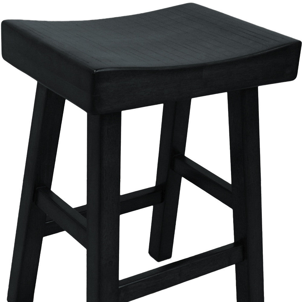 25" Black Solid Wood Backless Counter Height Bar Chair