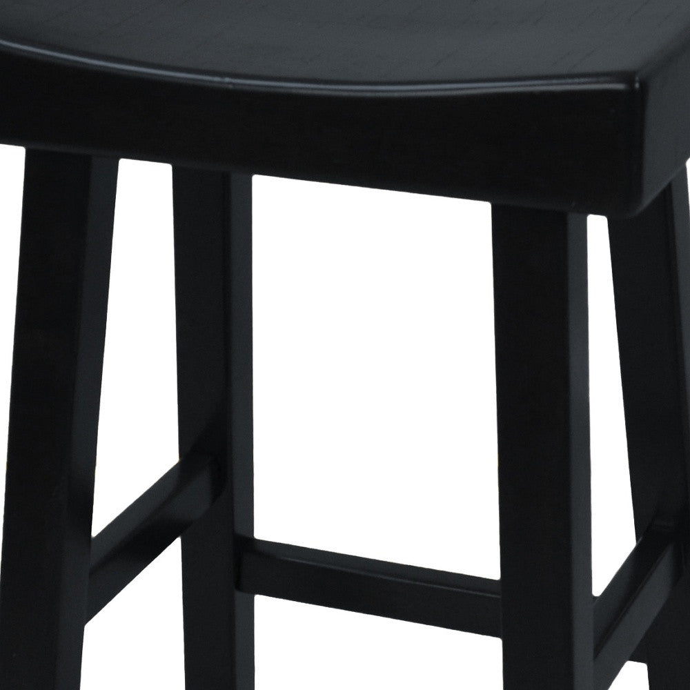 30" Black Solid Wood Backless Bar Height Bar Chair