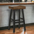 30" Brown And Black Solid Wood Backless Bar Height Bar Chair