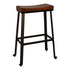 30" Chestnut And Black Steel Backless Bar Height Bar Chair