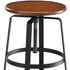 24" Chestnut And Black Steel Swivel Backless Counter Height Bar Chair