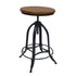 23" Chestnut And Black Steel Swivel Backless Adjustable Height Bar Chair